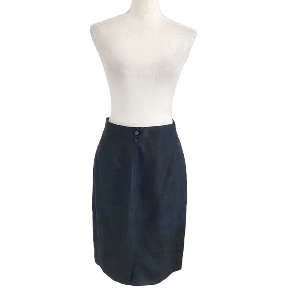 MAXMARA 100% LINEN BLACK HIGH RISE HIGH WAIST PENCIL SKIRT - 8 - Picture 1 of 9
